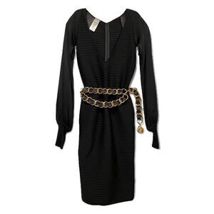 HERVE LEGER PARIS Bandage Mesh Cut-Out Long Sleeve Dress SMALL